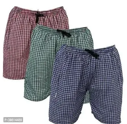 Stylish Multicoloured Cotton Checked Boxer For Men Pack Of 3-thumb0