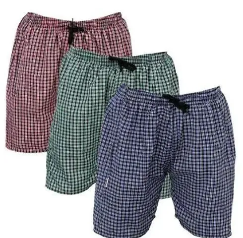 Men's Checkered Boxers, Shorts, Pack-of -3