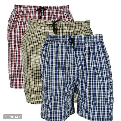 Stylish Multicoloured Cotton Checked Boxer For Men Pack Of 3-thumb0