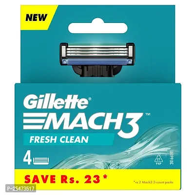 Gillette Mach 3 Manual  Shaving Razor Blades (Cartridge) 4S Pack, Men