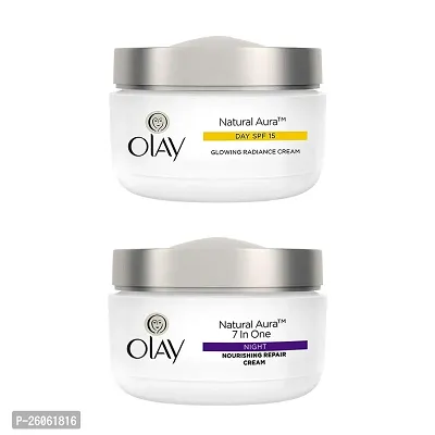 Olayrsquo;s Natural Aura Day and Night Face Cream Combo - Day Cream with SPF 15 and Nourishing Repair Night Cream | Reveal Skinrsquo;s Natural Glow | Power of Niacinamide |Dry, Combination, Oily Skin | AM/PM Re-thumb4