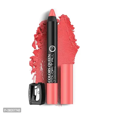 Colors Queen Color It All Non Transfer Lip Crayon Lipstick with Sharpener | Matte Finish, Long Lasting Crayon Lipstick | Smudge Proof  Kiss Proof Crayon Lipstick for Women (22 - Beautiful, 3.5g)