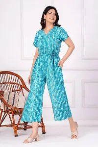 Trendy Half Sleeves Handloom Printed  Rayon Jumpsuit for Women-thumb3