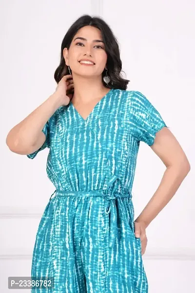 Trendy Half Sleeves Handloom Printed  Rayon Jumpsuit for Women-thumb5