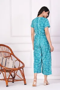 Trendy Half Sleeves Handloom Printed  Rayon Jumpsuit for Women-thumb1