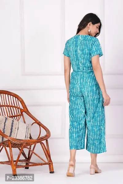 Trendy Half Sleeves Handloom Printed  Rayon Jumpsuit for Women-thumb2