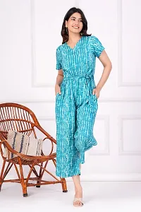 Trendy Half Sleeves Handloom Printed  Rayon Jumpsuit for Women-thumb2