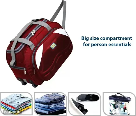 60 L Strolley Duffel Bag - Unisex Expandable Waterproof Polyester Lightweight 60 L Luggage Travel Duffel Bag with 2 Wheels Large Capacity-thumb2