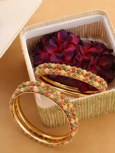 Stylish Gold-Plated Alloy Handcrafted Bangles
