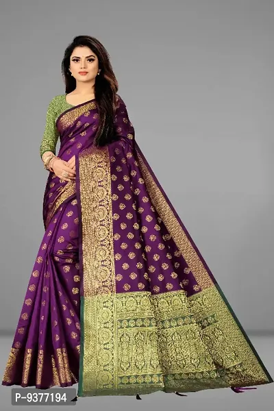 Designer Jacquard Silk Blend Banarasi Saree with Blouse Piece