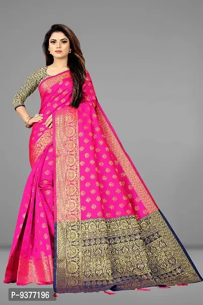 Designer Jacquard Silk Blend Banarasi Saree with Blouse Piece