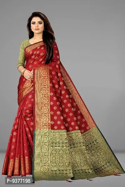 Designer Jacquard Silk Blend Banarasi Saree with Blouse Piece