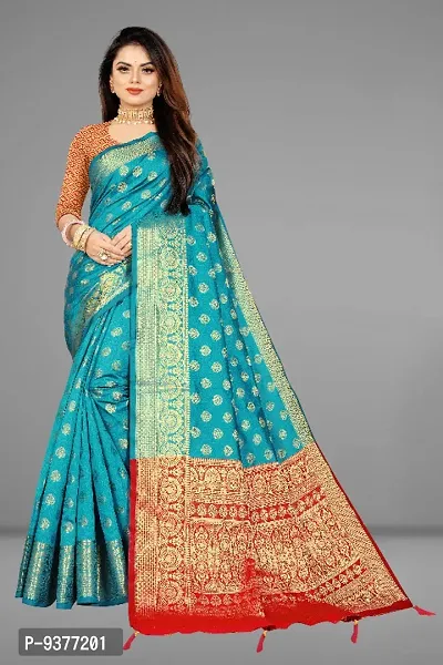 Designer Jacquard Silk Blend Banarasi Saree with Blouse Piece-thumb0