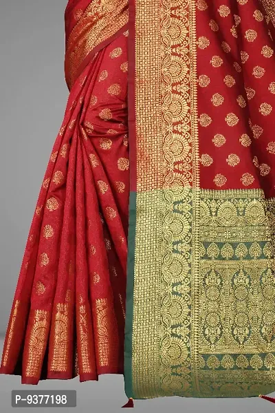 Designer Jacquard Silk Blend Banarasi Saree with Blouse Piece-thumb3