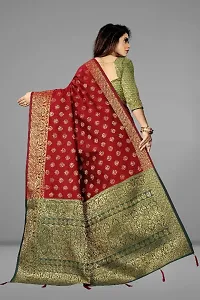 Designer Jacquard Silk Blend Banarasi Saree with Blouse Piece-thumb3