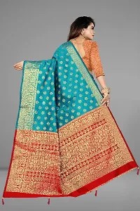 Designer Jacquard Silk Blend Banarasi Saree with Blouse Piece-thumb3