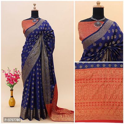 Classic  Silk Blend Printed Saree without Blouse piece