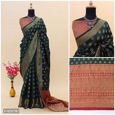 Classic  Silk Blend Printed Saree without Blouse piece