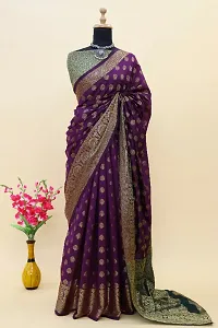 Classic  Silk Blend Printed Saree without Blouse piece-thumb1