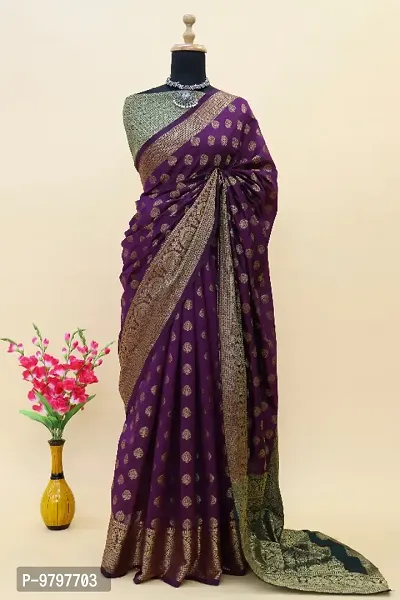 Classic  Silk Blend Printed Saree without Blouse piece-thumb2