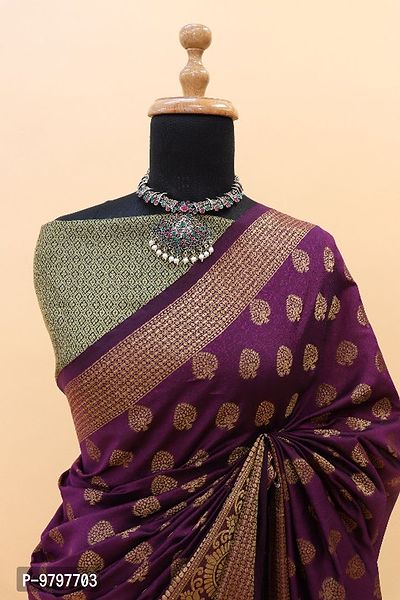 Classic  Silk Blend Printed Saree without Blouse piece-thumb3