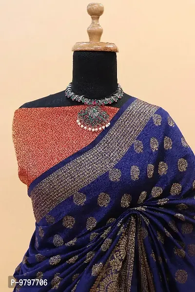 Classic  Silk Blend Printed Saree without Blouse piece-thumb3