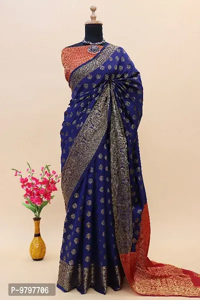 Classic  Silk Blend Printed Saree without Blouse piece-thumb4