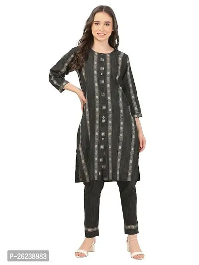 Classic Khadi Cotton Printed Kurta, Bottom and Dupatta Set for Women-thumb3