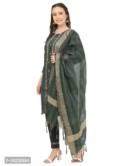 Classic Khadi Cotton Printed Kurta, Bottom and Dupatta Set for Women