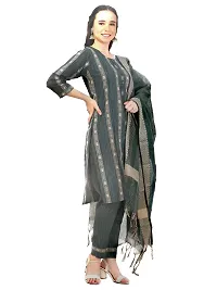 Classic Khadi Cotton Printed Kurta, Bottom and Dupatta Set for Women-thumb2