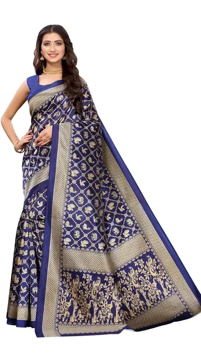 Trendy Blend Solid Saree With Blouse Piece For Women