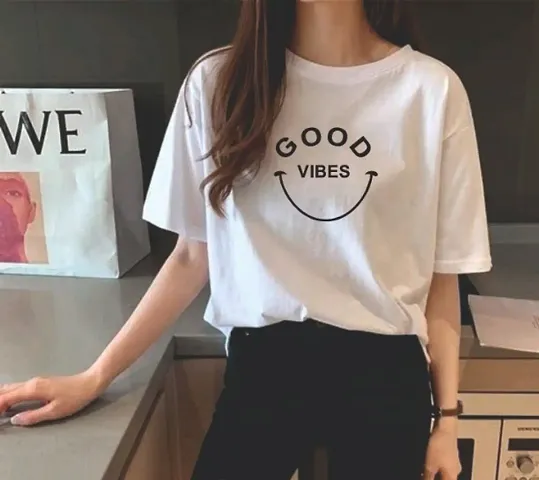 Good vibes printed loose fit tshirts