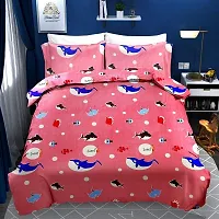 MITOOZ Supersoft Glace Cotton Kids Cartoon Printed Bed Sheet with 2 Pillow Covers (90*100) inch (Pink-Dolphin)-thumb1