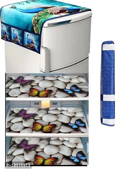 Mitooz Fridge Cover Combo Set 5 Pcs (1 Top,3 Mat,1 Handle Cover)