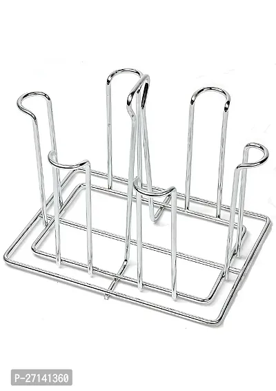 Stainless Steel And Virgin Glass Holder For 6 Glasses And Glass Stand Steel For Kitchen Dining Table