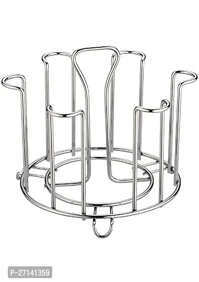 Stainless Steel And Virgin Glass Holder For 6 Glasses And Glass Stand Steel For Kitchen Dining Table