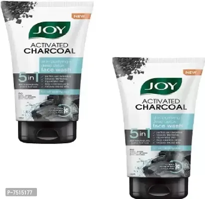 ( PACK OF 2) Joy Activated Charcoal Face Wash | Skin Purifying and Deep Detox | , Blackheads, Whiteheads, Dark Spots, Acne and Pimples | Oil Control | Deep Pore Cleansing - Paraben Free -150 ml-thumb0