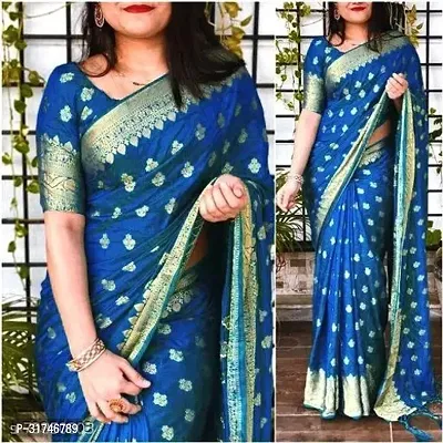 Latest Beautiful Cotton Saree with Blouse piece-thumb0