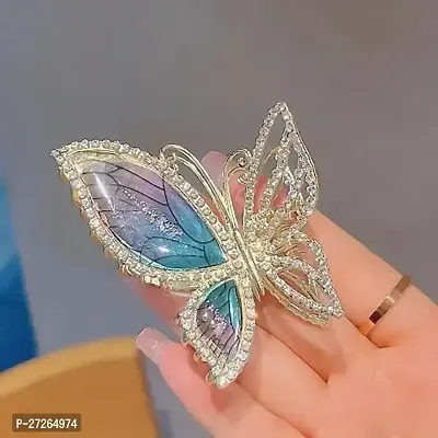 Blubby Unique Butterfly Design Metal Hair Claw Clips  Cluther - Sparkly Glitter Rhinestones Hair Clip - Secure Hold for Various Hairstyles-thumb0