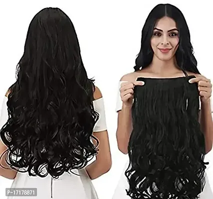 Blubby Hair Extensions And Wigs 5 Clip 1 Piece Curly Hair Extensions for Women and Girls , 22 Inch 150 g,Black-thumb0