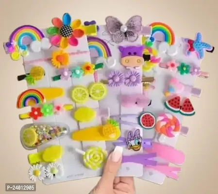 Kalaneet One Card Of 14 Pcs Hair Clips For Kids Cute Characters Assorted Design And Color-thumb0