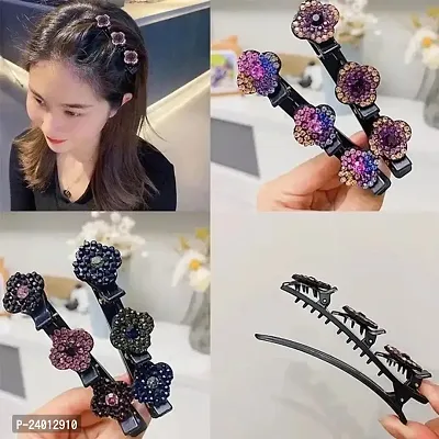 2 Pcs Hair Braid Accessories Hair Sectioning Clamps Sparkling Crystal Stone Hairpins Braided Hair Clips For Women Girls Fashion Hairdressing Styling Tools