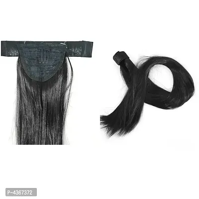 Straight Ring Wrap Around Ponytail hair Extensions For Women & Girls, Black, Pack of 1