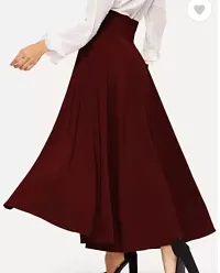 Elegant Maroon Crepe Solid Skirt For Women-thumb1