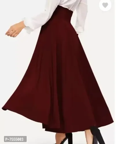 Elegant Maroon Crepe Solid Skirt For Women-thumb2