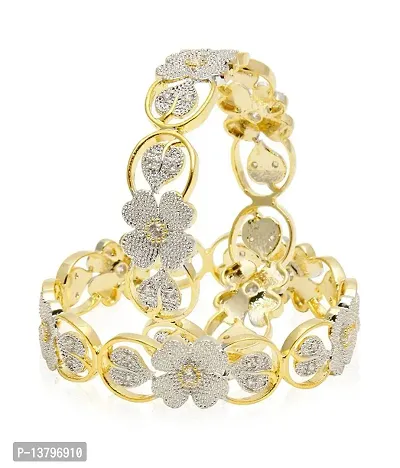 Elegant Golden Oxidised Gold American Diamond Bangles/ Bracelets For Women