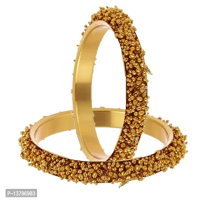 Elegant Golden Oxidised Gold American Diamond Bangles/ Bracelets For Women
