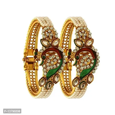 Elegant Multicoloured Oxidised Gold American Diamond Bangles/ Bracelets For Women