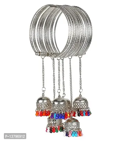 Elegant Multicoloured Oxidised Gold American Diamond Bangles/ Bracelets For Women-thumb0
