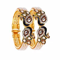 Elegant Multicoloured Oxidised Gold American Diamond Bangles/ Bracelets For Women-thumb1